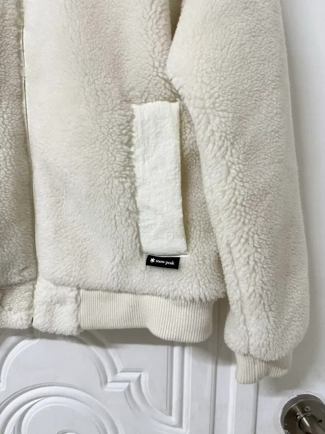 90사이즈 여성 스노우피크 뽀글이 후리스 집업 크림색 상품이미지3