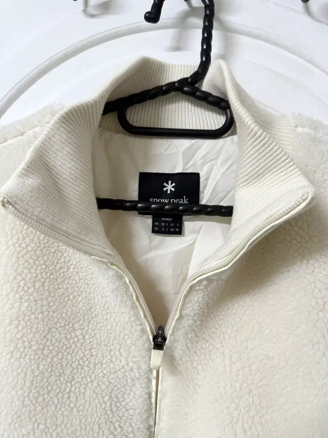 90사이즈 여성 스노우피크 뽀글이 후리스 집업 크림색 상품이미지4