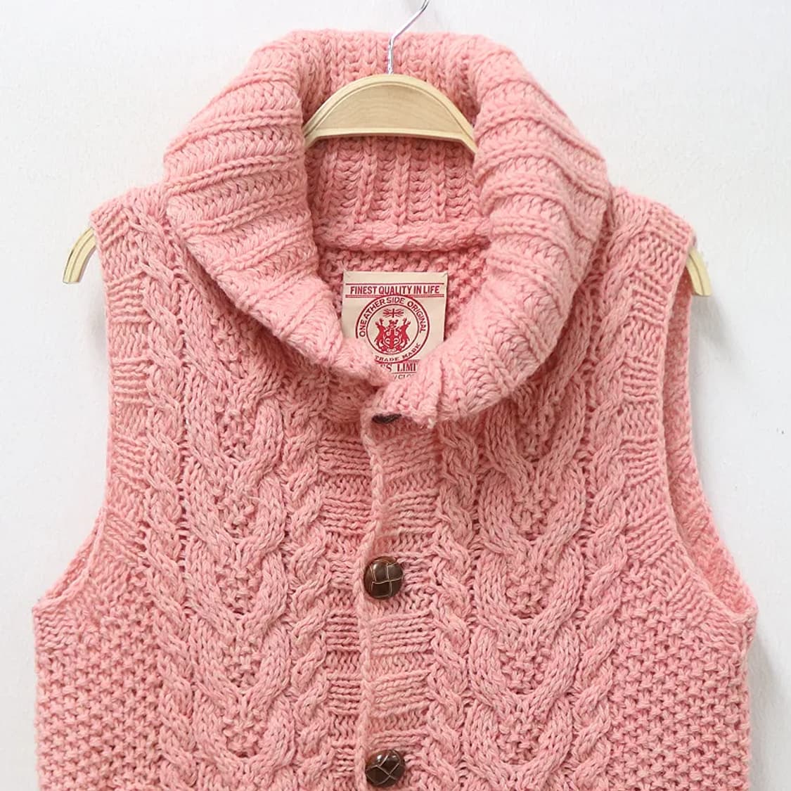 W CLOSET 딸기우유 꽈배기 울 니트 베스트 61505 상품이미지3