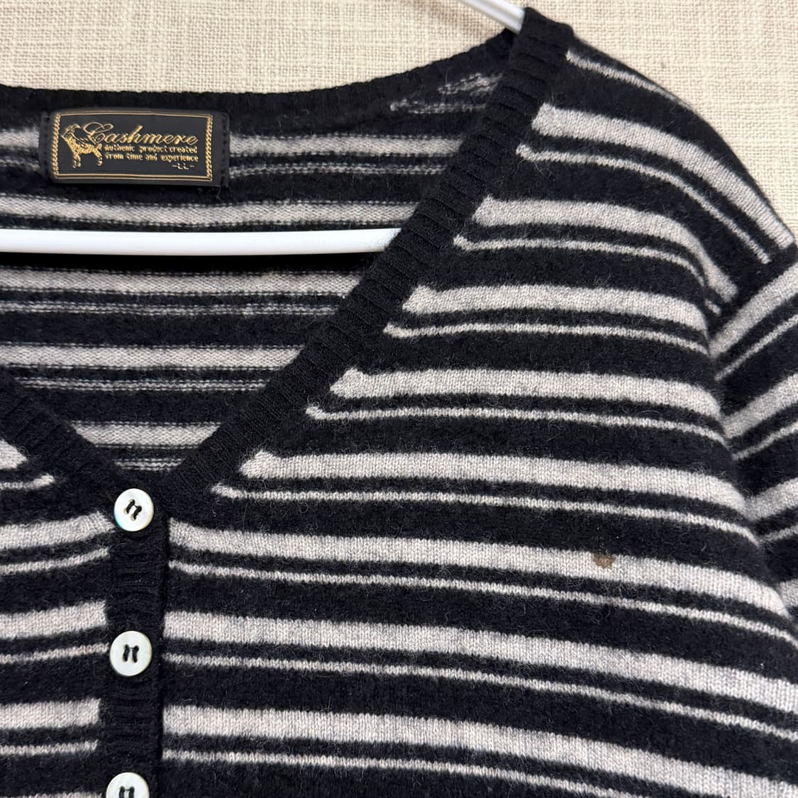 일본빈티지 캐시미어 100% 단가라 브이넥 니트 L 상품이미지2