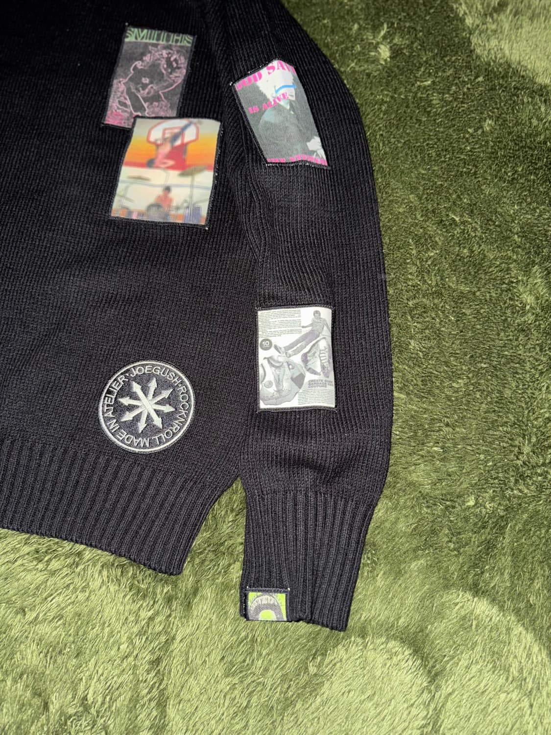 [2] JOEGUSH 조거쉬 패치 싱글 풀오버 니트 블랙 상품이미지5