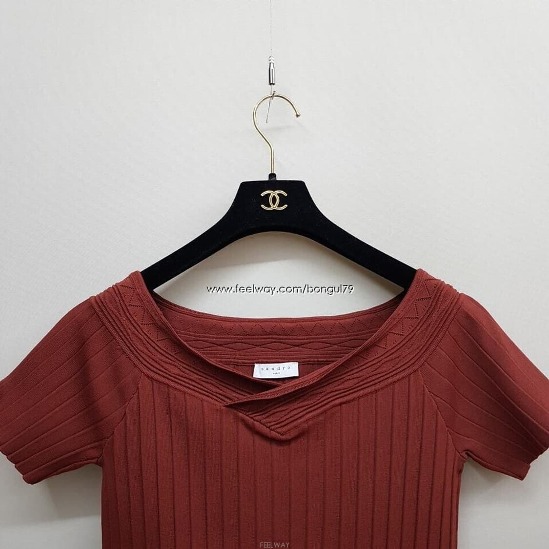 산드로 Sandro 리브 니트 플레어 원피스 40사이즈 상품이미지3