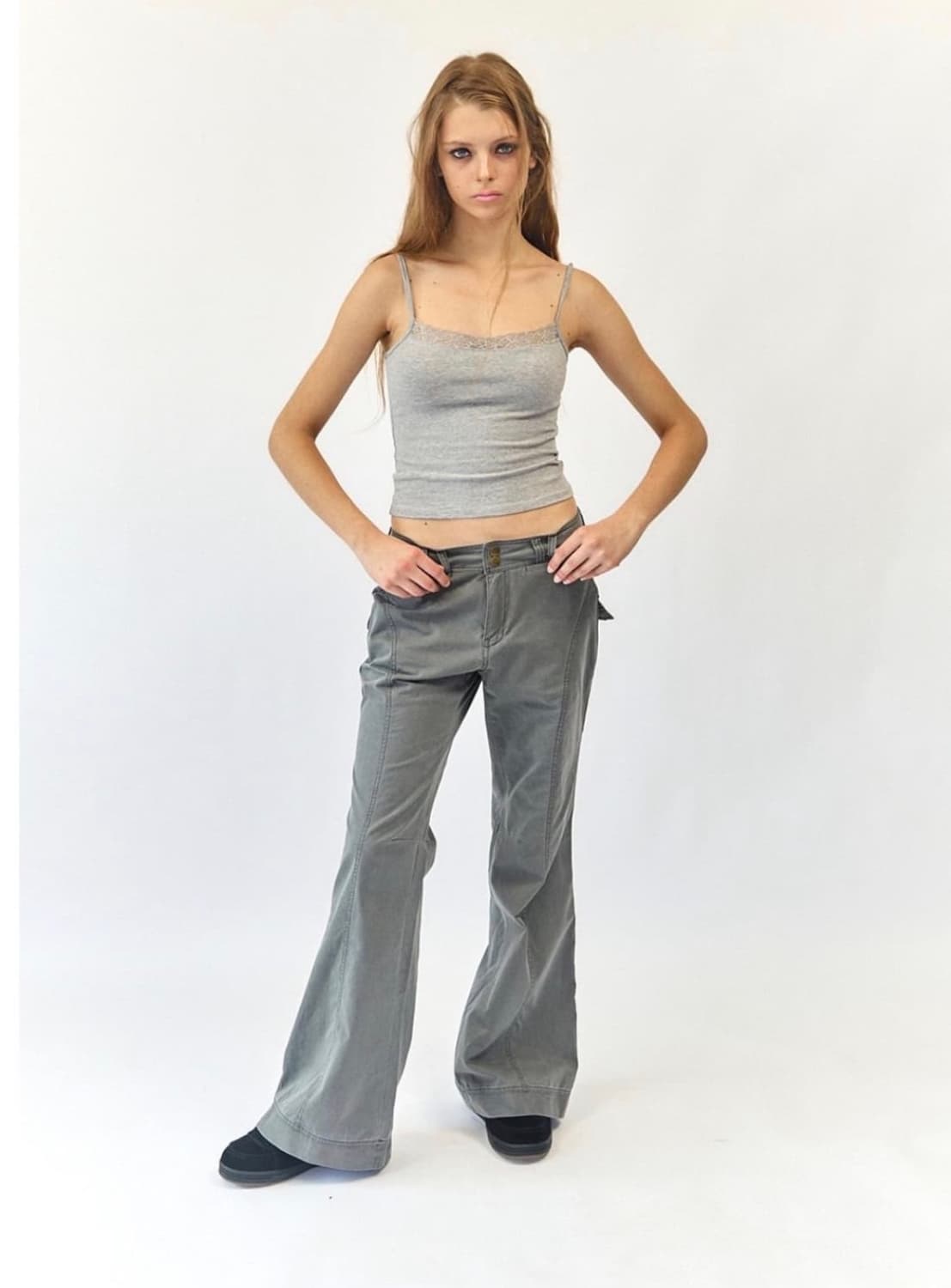 익스파이어드걸 세미 플레어 팬츠 차콜 S 상품이미지1