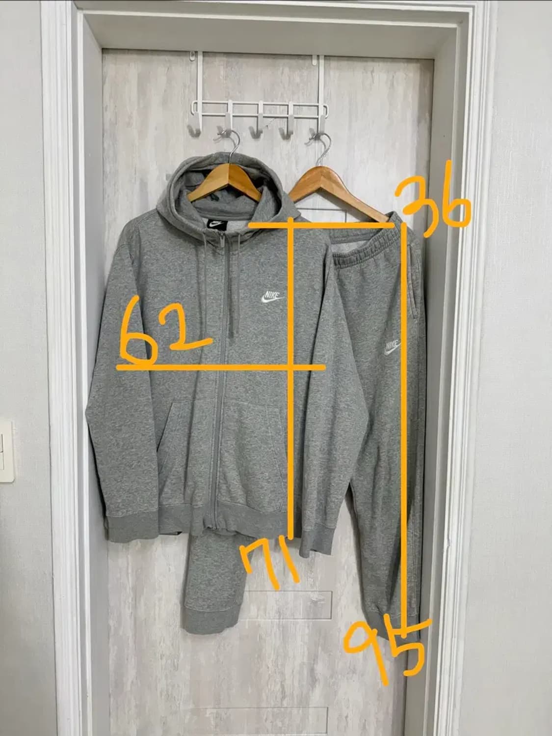 남성 L-XL / 나이키 후드집업(XL) 조거팬츠(L) 그레이 셋업 세트 상품이미지2