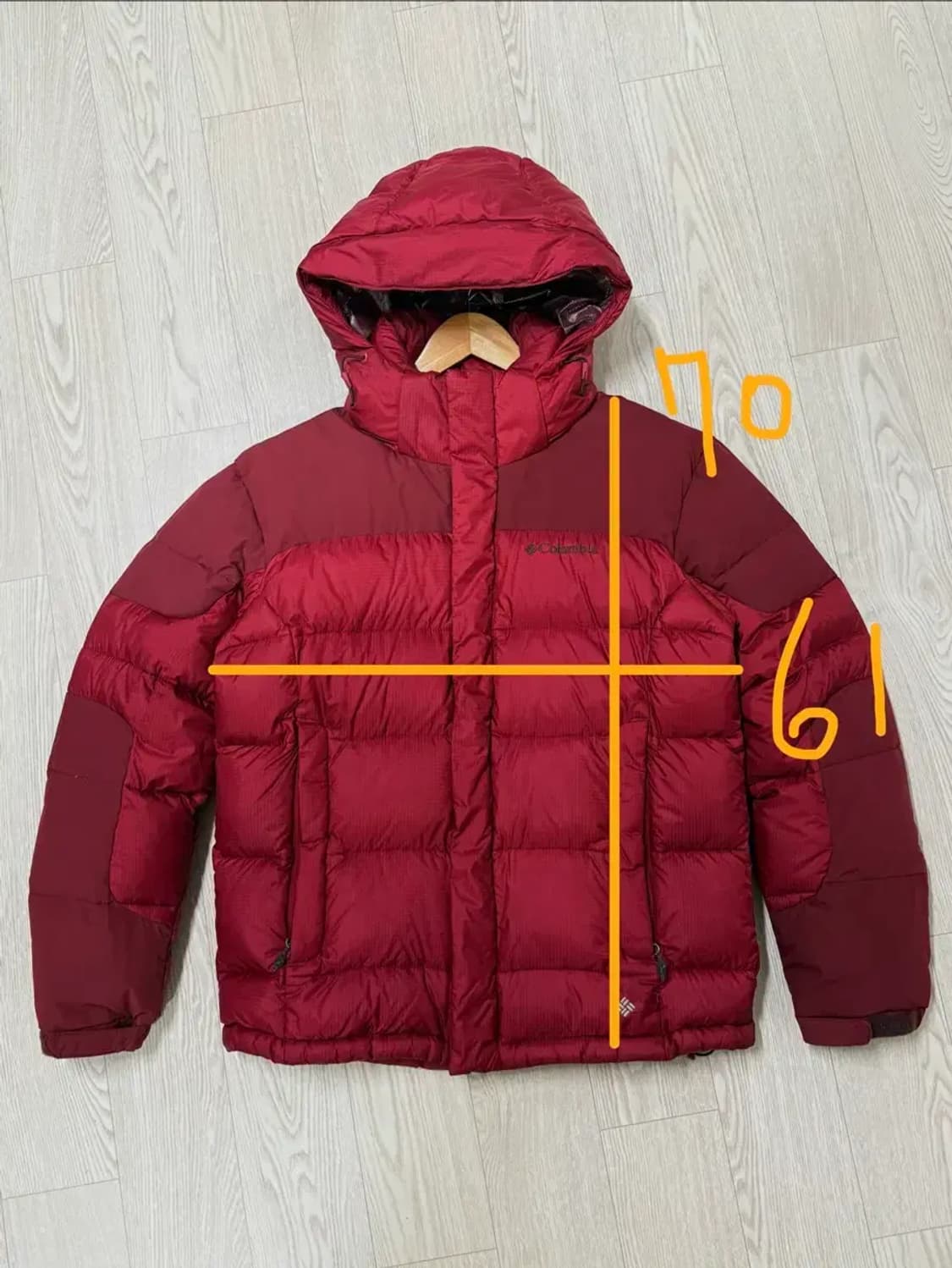 남성 100 / 콜롬비아 구스다운 패딩 와인 상품이미지2