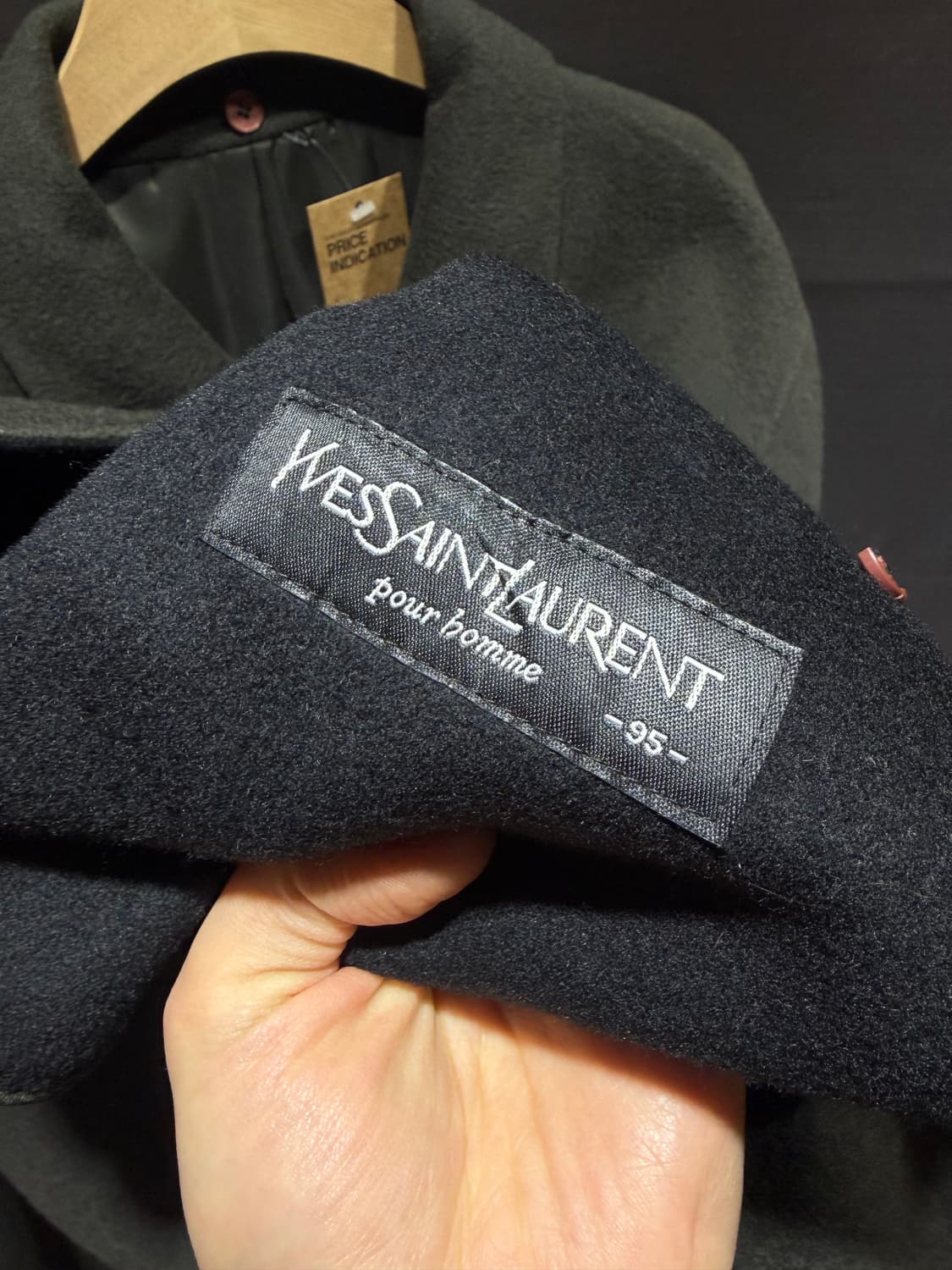 M YSL 입생로랑 포켓 심볼로고 카키 울 싱글코트 상품이미지6