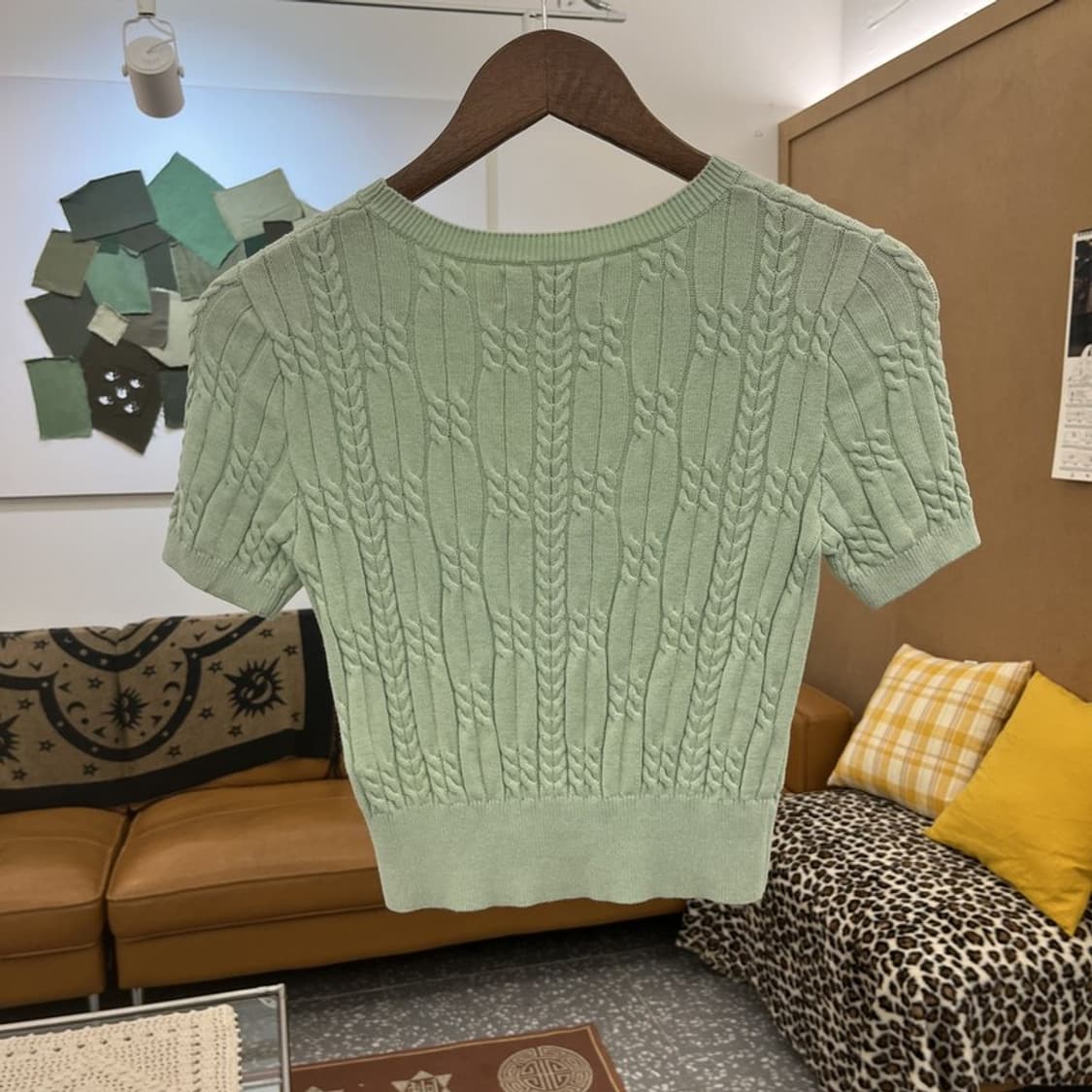 키르시 키치 체리 메로나 민트 반팔 꽈배기 크롭 니트 1 C10160 상품이미지4