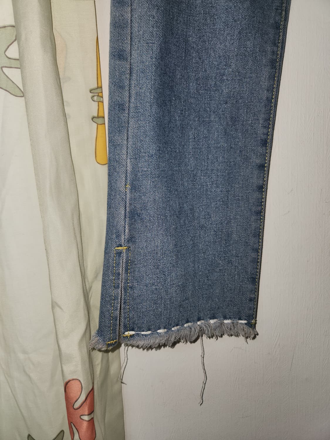 컷팅 데님 밑단 스티치 일자 청바지 S 상품이미지3