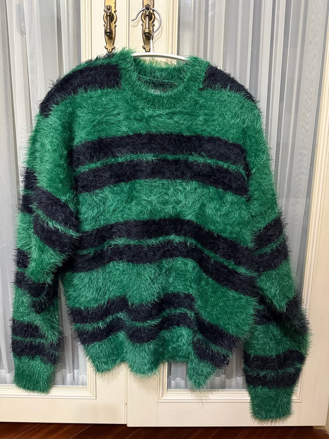 스투시 헤어리 스트라이프 크루 (그린 / S) 상품이미지3