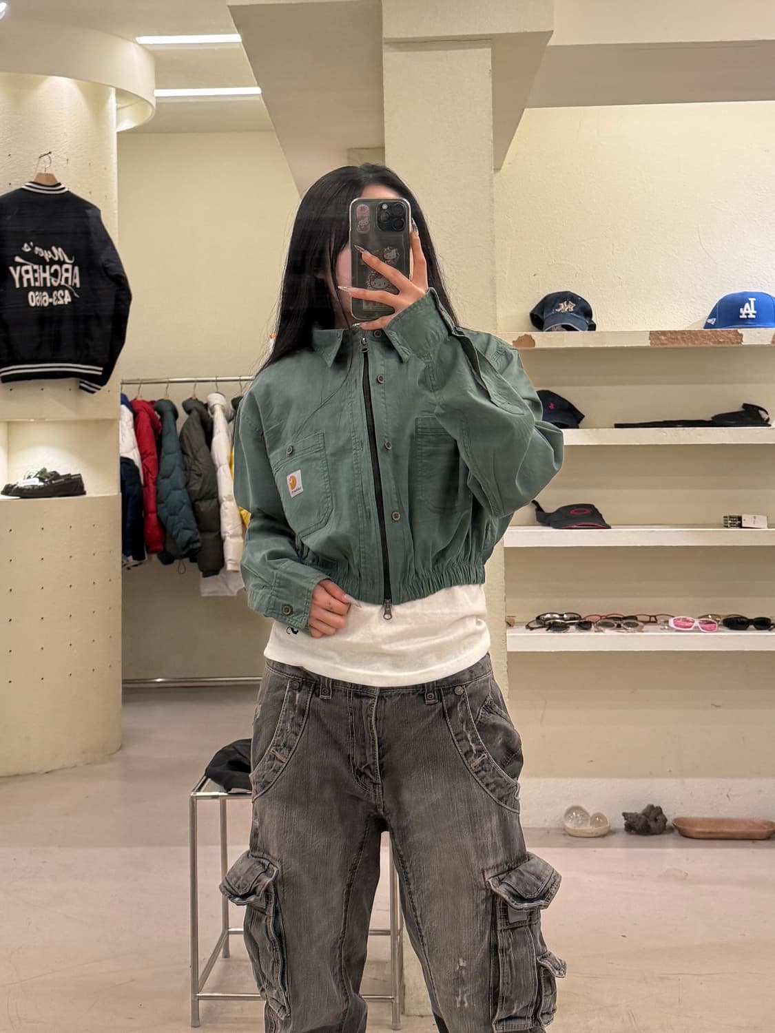 칼하트 리메이크 크롭 그린 셔츠 U866  상품이미지1