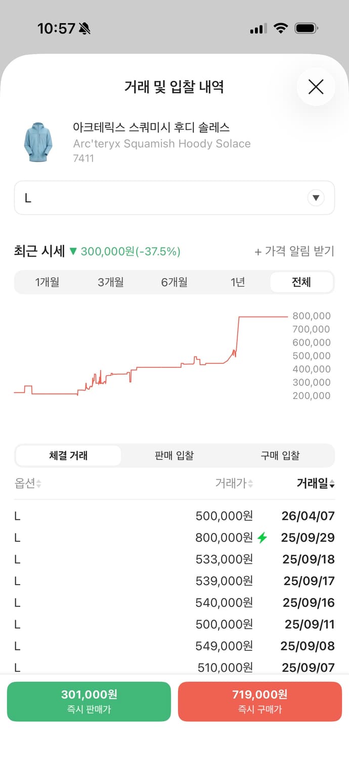 아크테릭스 스쿼미시 솔레스 L 사이즈  상태 9.8/10  1 착용후 절 상품이미지2