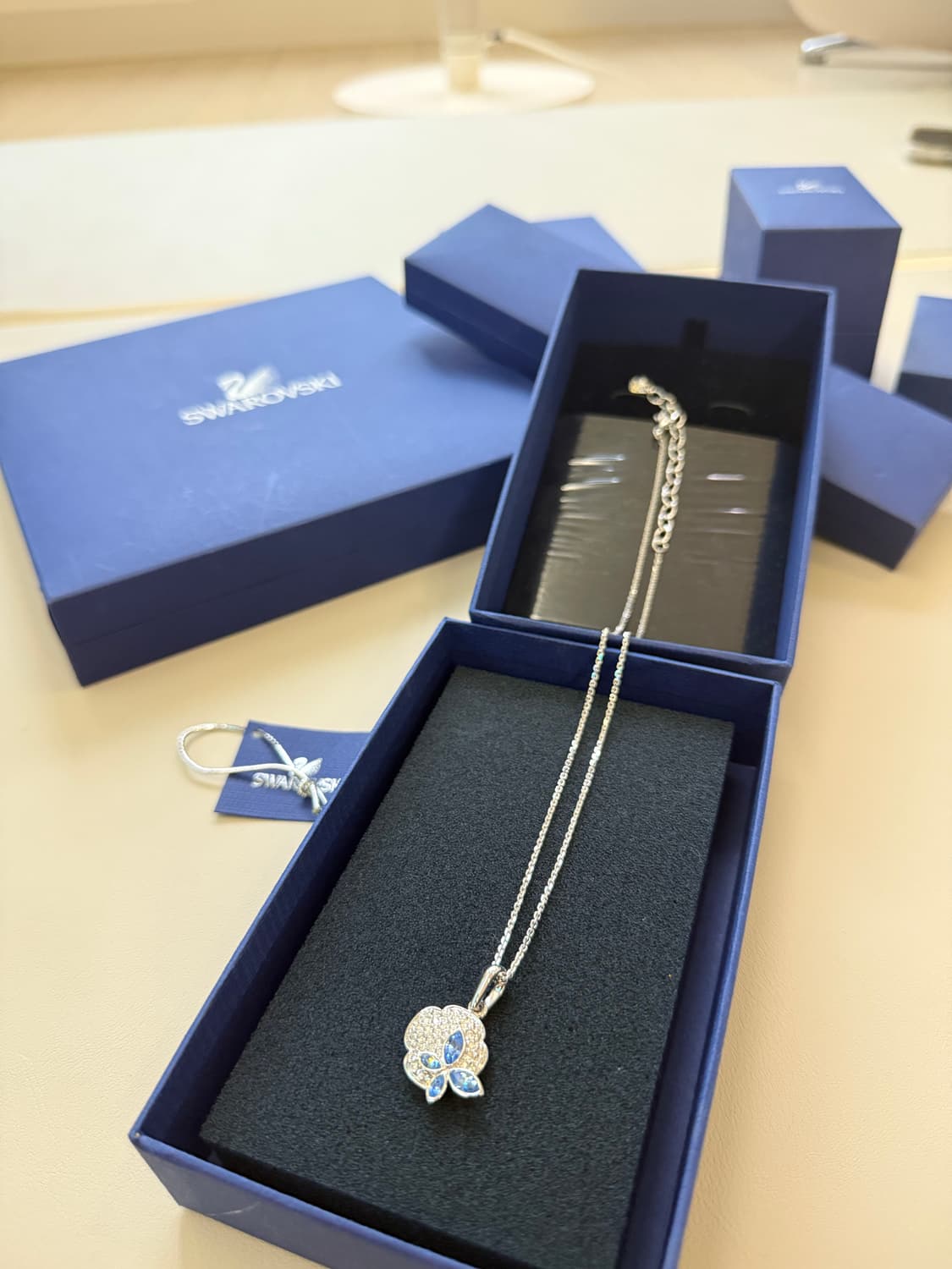 새상품) 스와로브스키 크리스탈 플라워 목걸이 다이아 금 골드 은 제이에스 상품이미지2