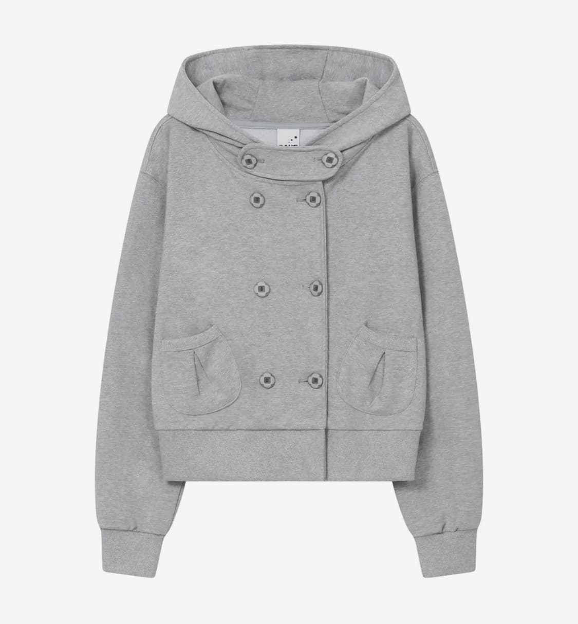 바우프 버튼 더블 후드 자켓 그레이 상품이미지1