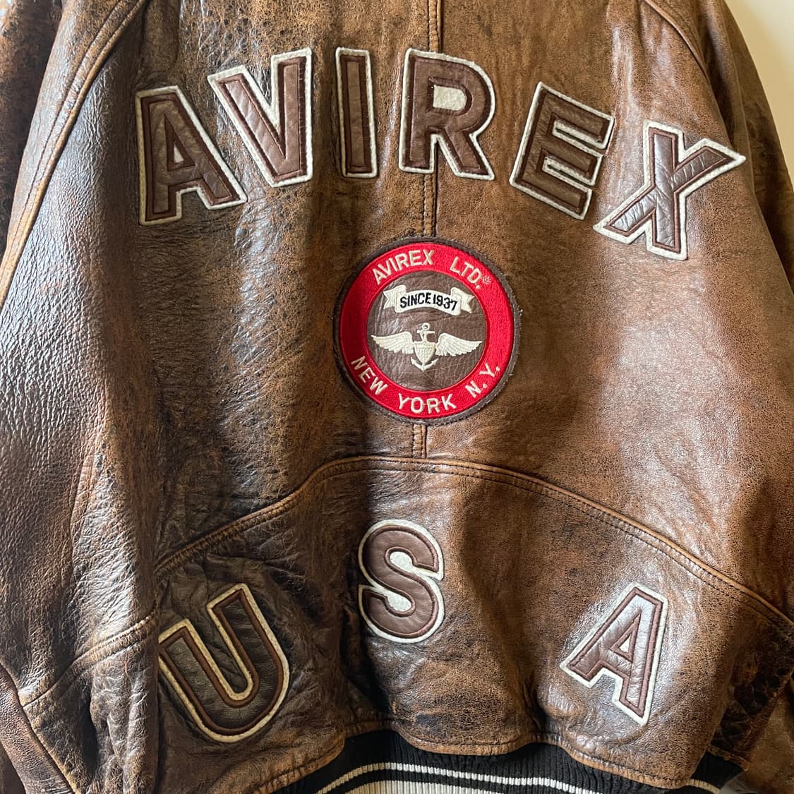 90s 아비렉스 아이콘 가죽 바시티자켓 상품이미지7