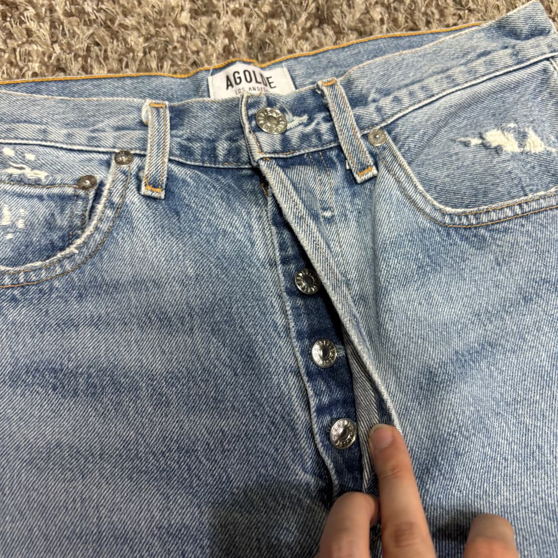 27 에이골디 AGOLDE 연청 디스트로이드 데님팬츠 상품이미지3