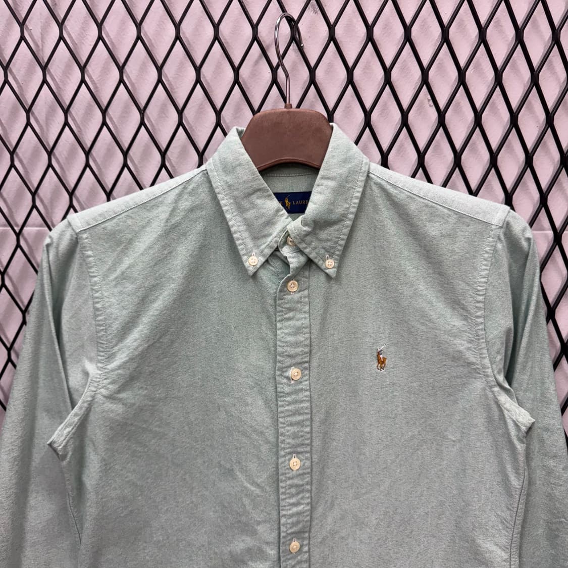 폴로 랄프로렌 솔리드 긴팔 셔츠 멀티포니 포인트 민트 상품이미지3