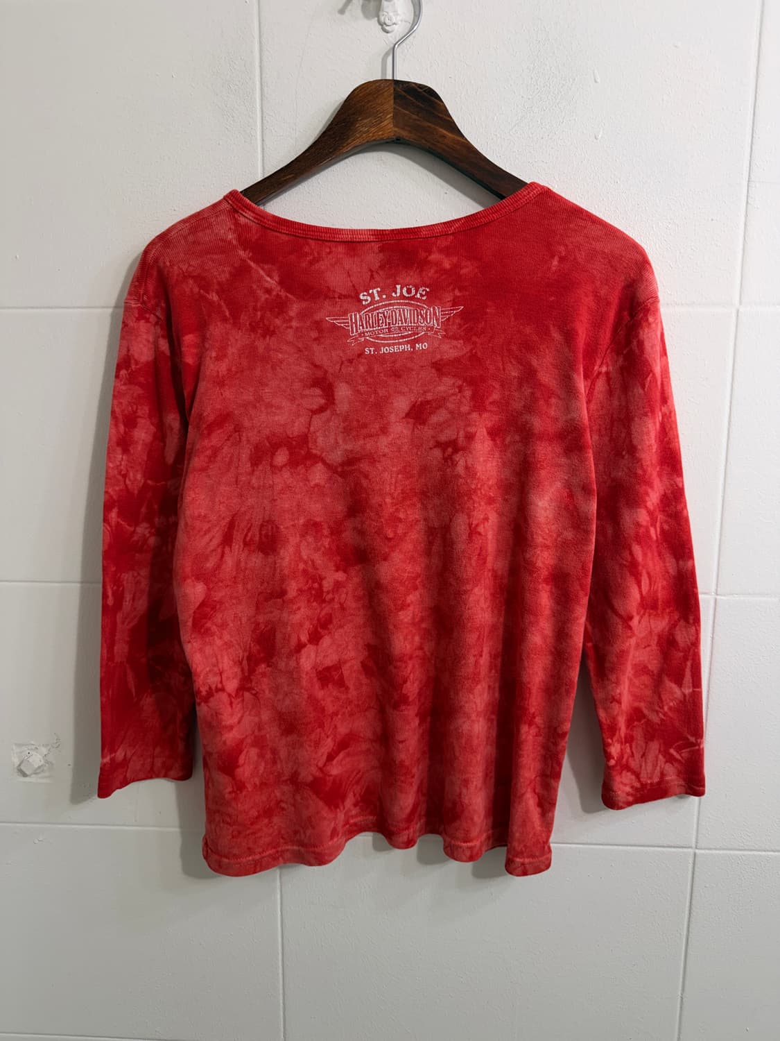 할리데이비슨 프린팅 레드 타이다이 7부 티셔츠 상품이미지7