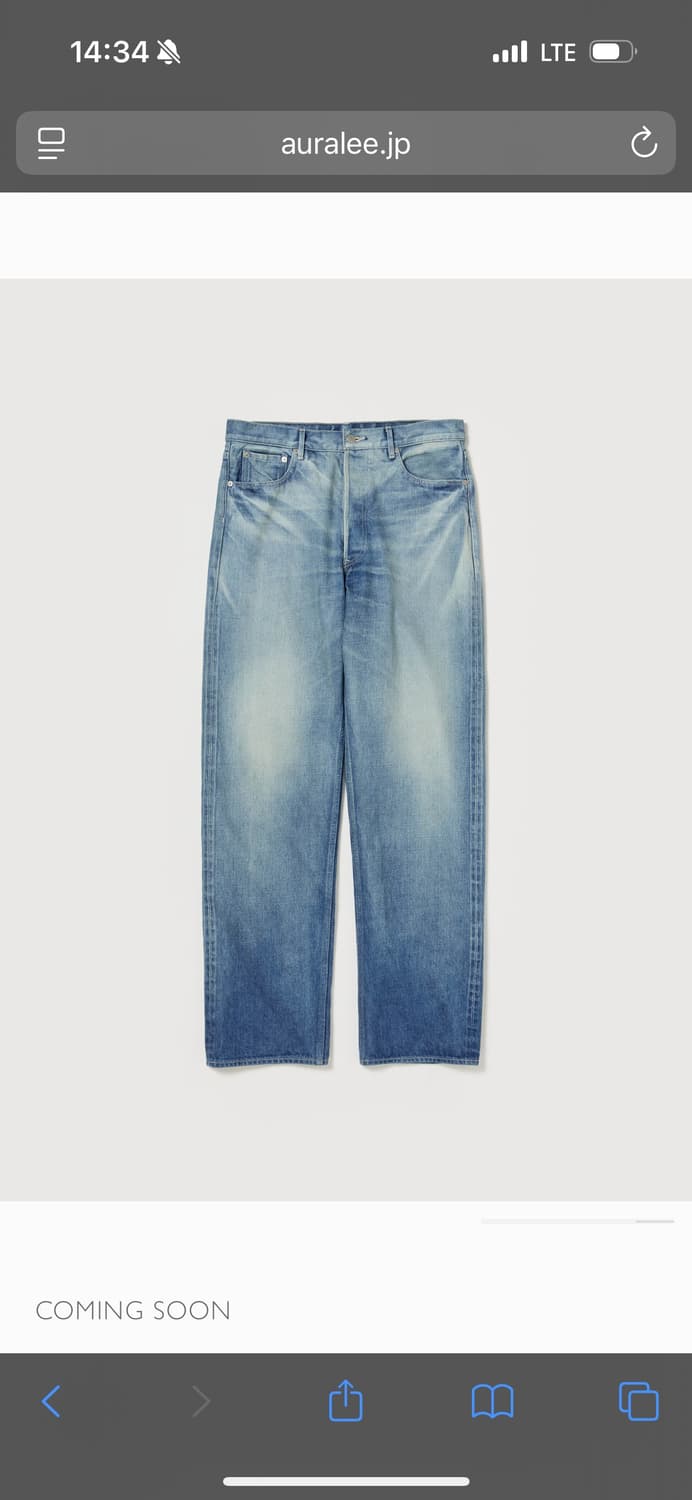 [32] 오라리 25AW 셀비지 페이디드 헤비 데님 와이드팬츠 상품이미지1