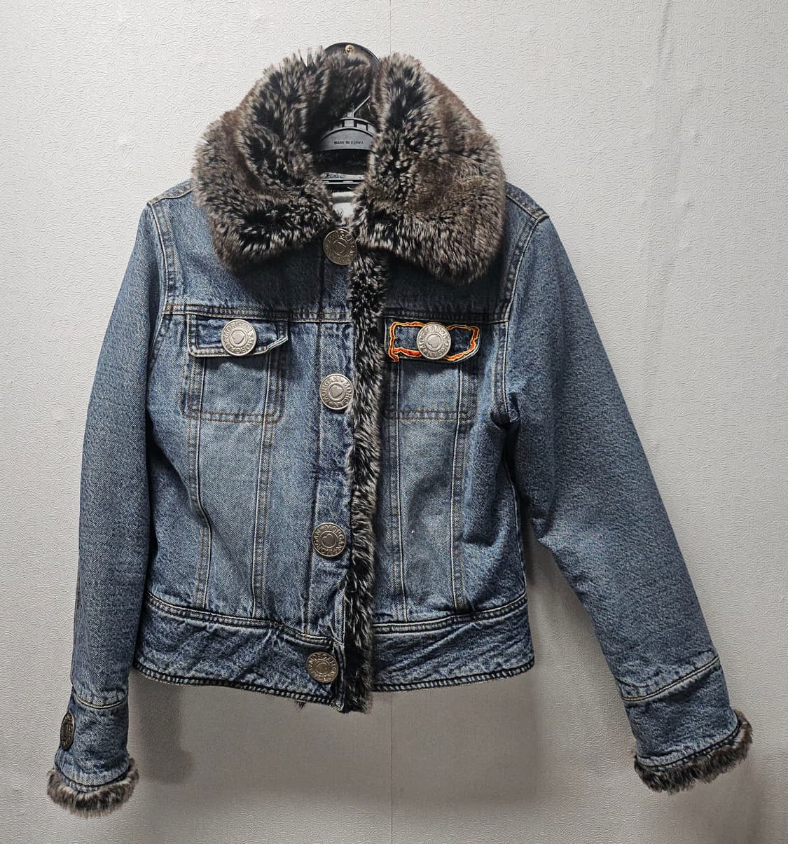 모르간 Y2K 빈티지 퍼트리밍 데님자켓 청자켓 S 상품이미지1