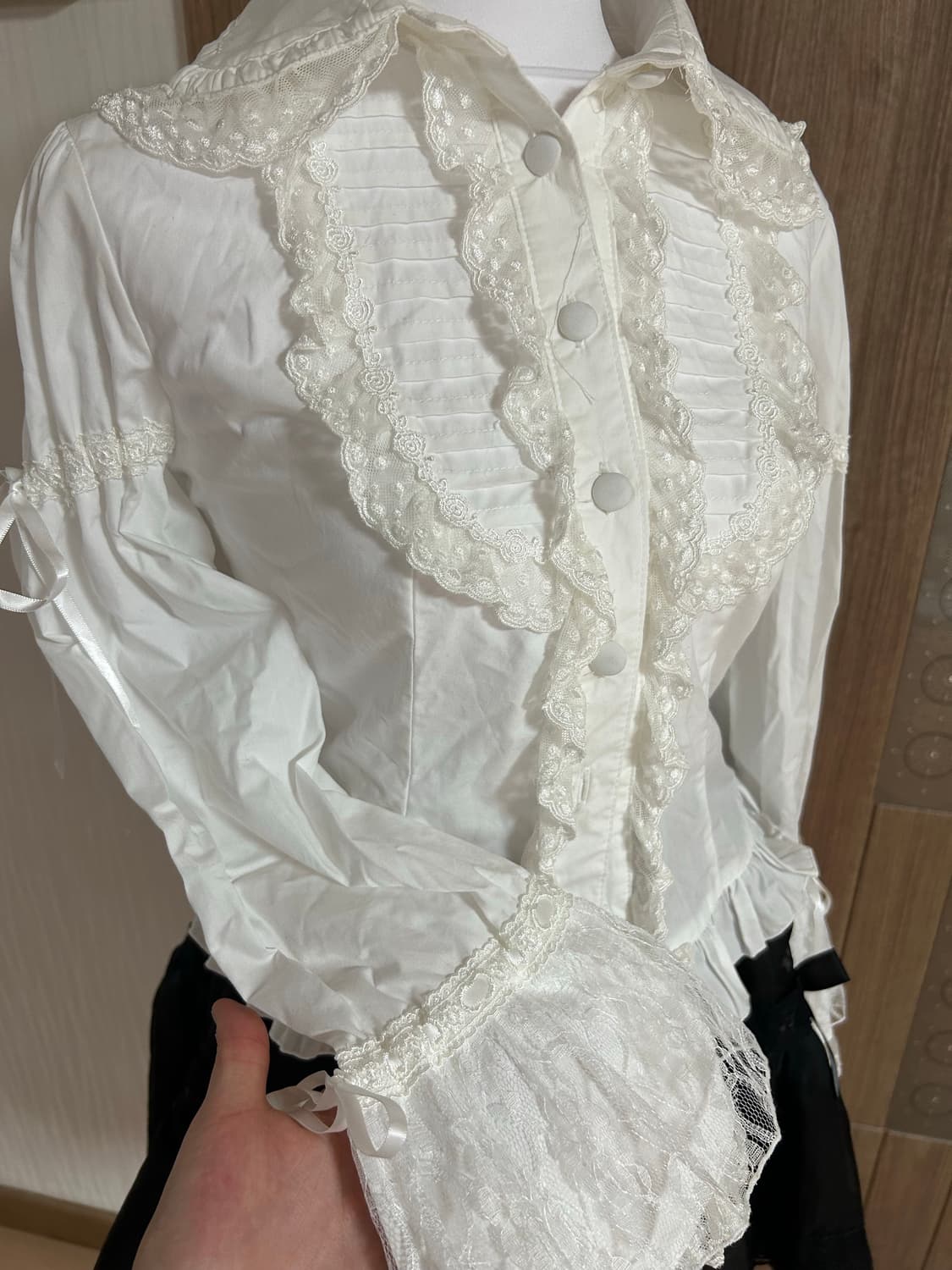 Bodyline 바디라인 화이트 고스 고딕 공겜 고스로리 블라우스 상품이미지2