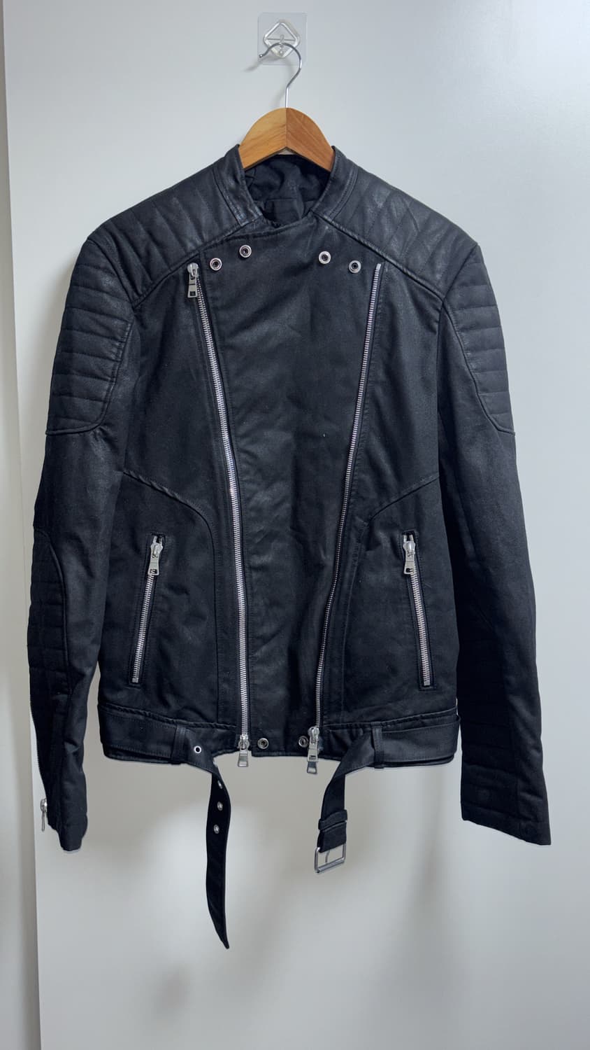 발망 왁스 코팅 바이커 자켓 투웨이 짚업 xl사이즈 상품이미지2