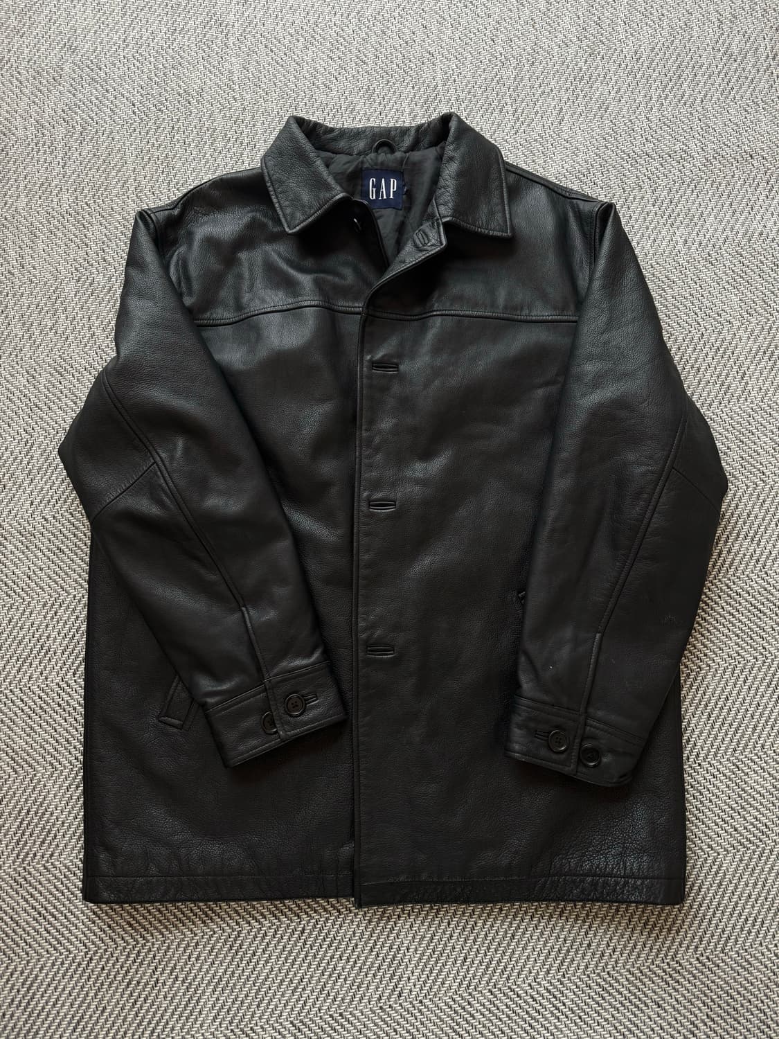 올드 갭 레더 빈티지 카 코트 블랙 XL사이즈 상품이미지1