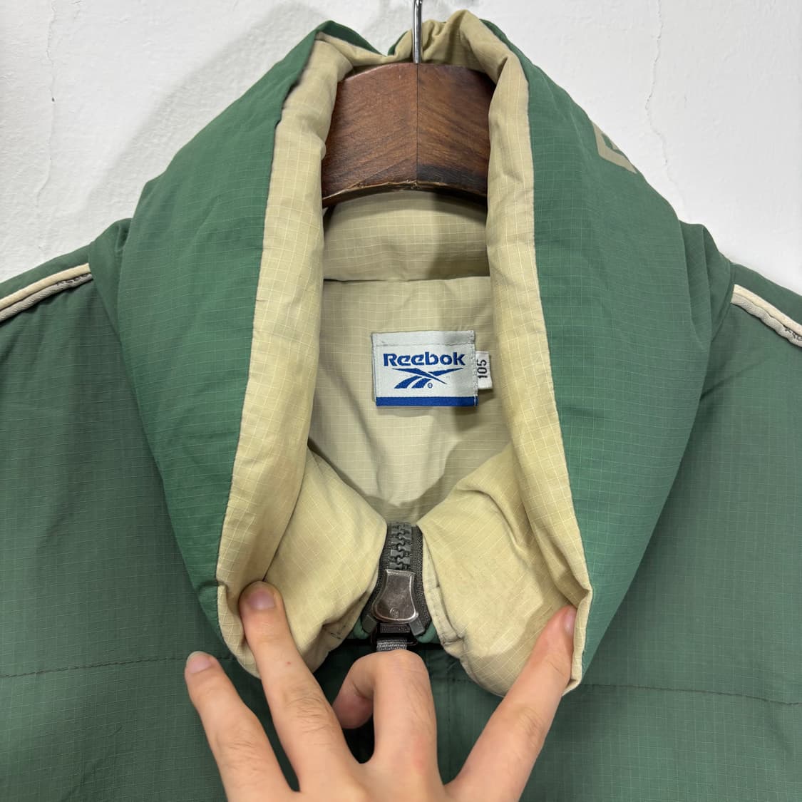 XL 리복 라이트그린 오버핏 밑단고무줄 덕다운 패딩점퍼 상품이미지4