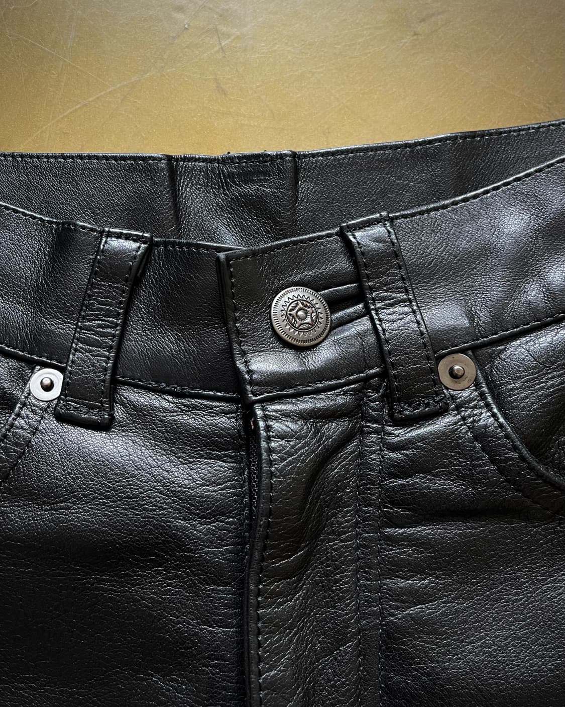 USA Real Cowhide Leather Black Trouser 상품이미지5