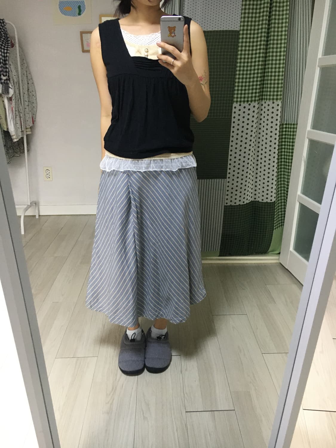 블루 스트라이프 미디 스커트 상품이미지7