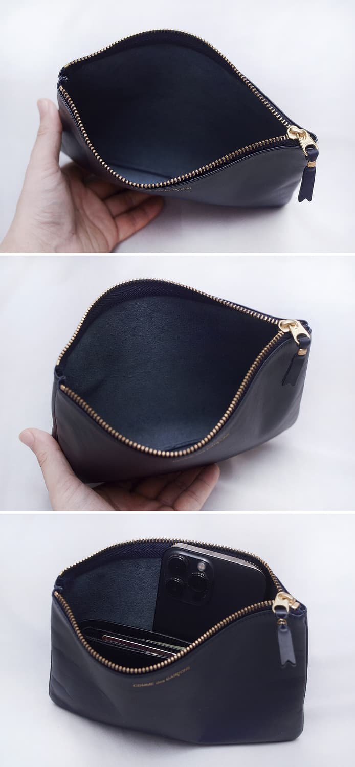 꼼데가르송 금장 로고 카프스킨 레더 클러치백 상품이미지5