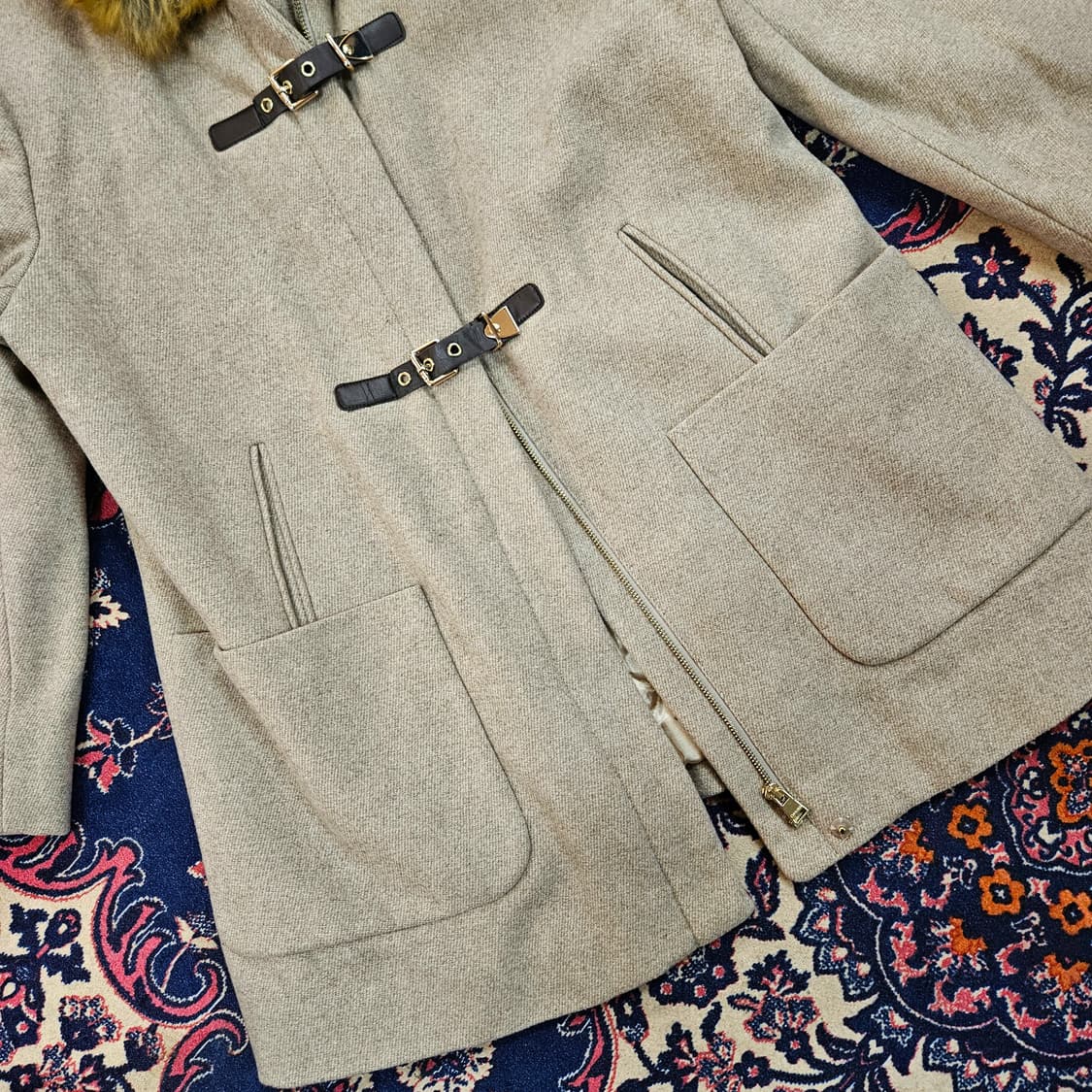 켈빈클라인 울 가죽스트렙 집업 후드 하프 자켓 L size 상품이미지4