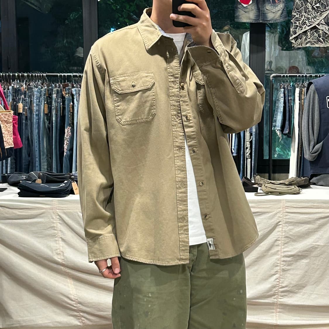 XL) Wrangler 랭글러 투포켓 워크웨어 코튼 셔츠 브라운 상품이미지9