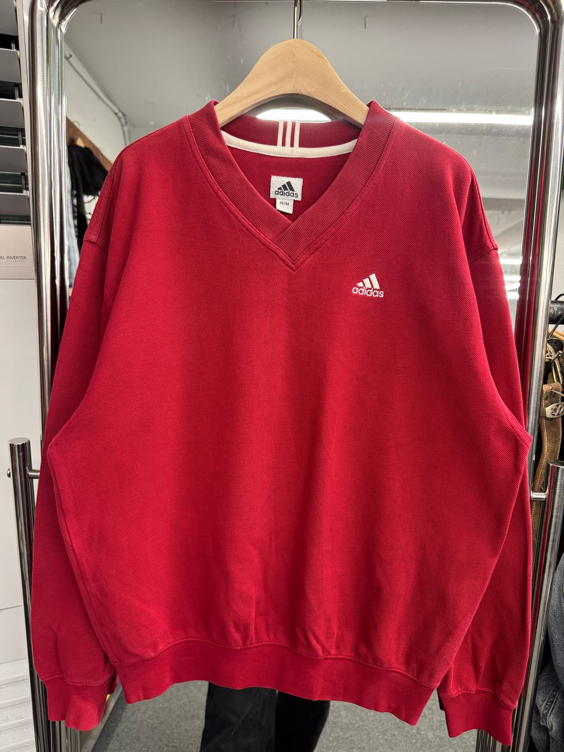 00’s 아디다스 빈티지 브이넥 와플스웻셔츠 상품이미지1