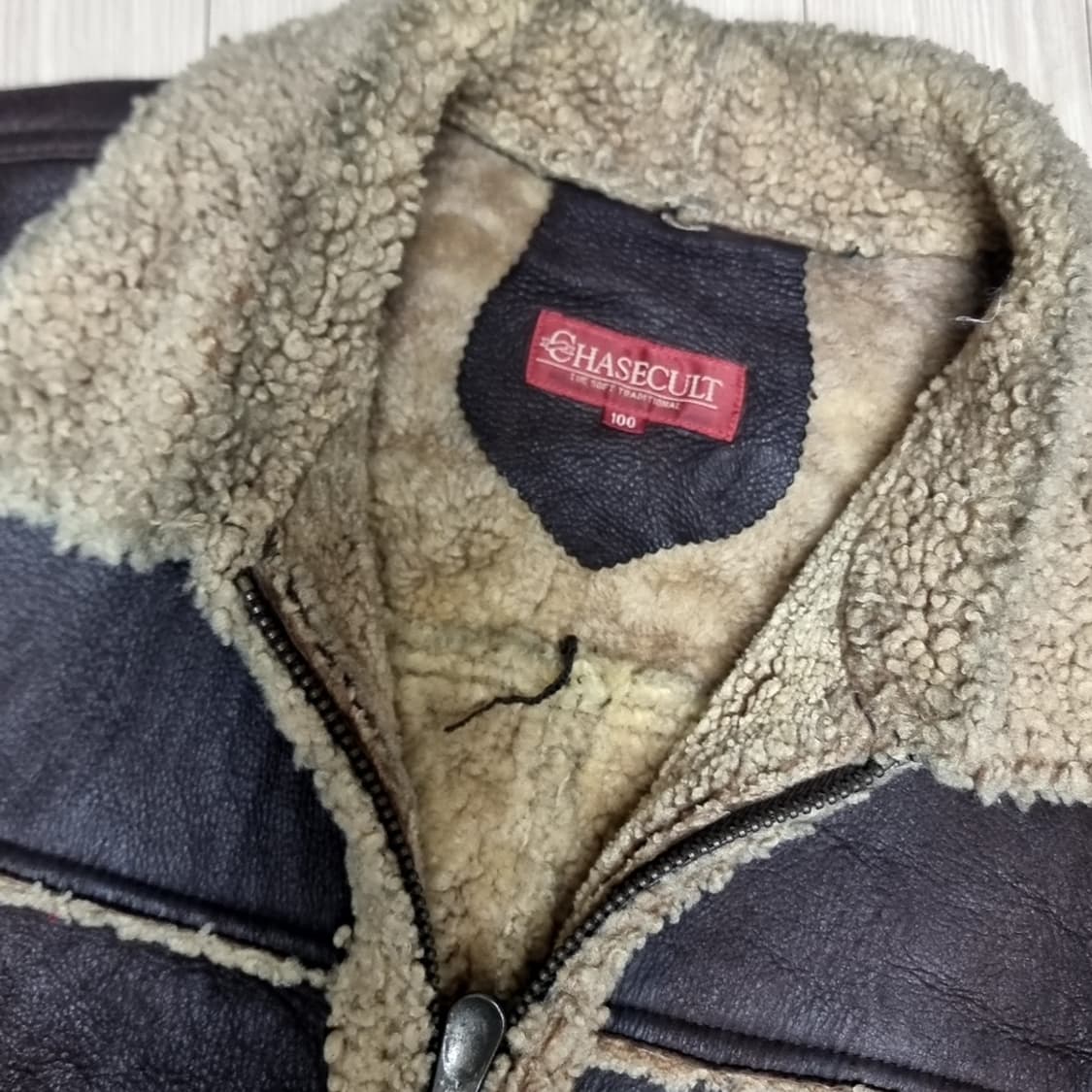 90년대 빈티지 체이스컬트 양털 무스탕 자켓 브라운(100) 상품이미지2