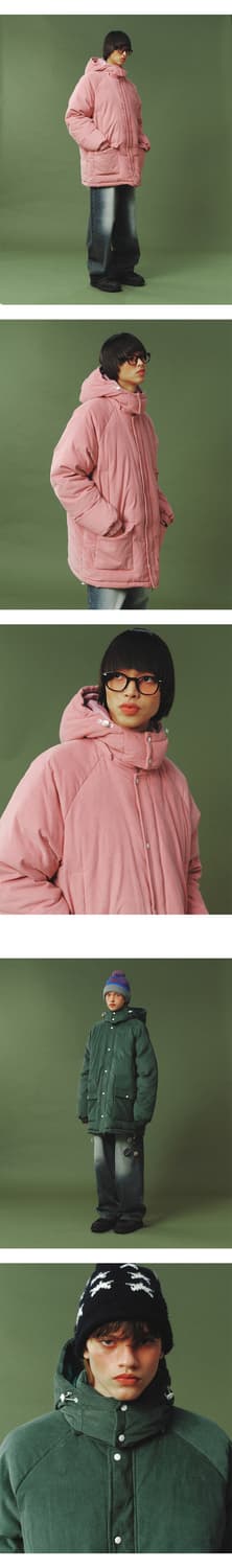 메인부스 덕다운 코듀로이 스노우 파카 핑크 롱 패딩 M 상품이미지3