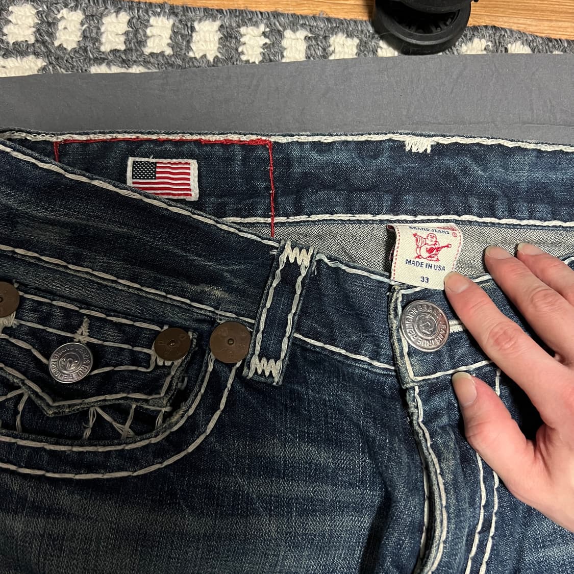 트루릴리젼 부츠컷 화이트 스티치 데님팬츠 상품이미지5