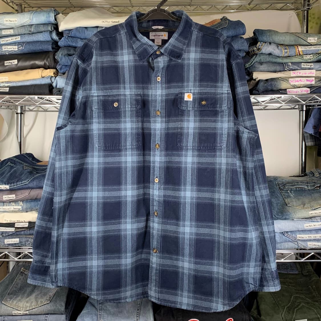[L] 칼하트 오리지널핏 헤비코튼 타탄체크 워크셔츠 상품이미지2