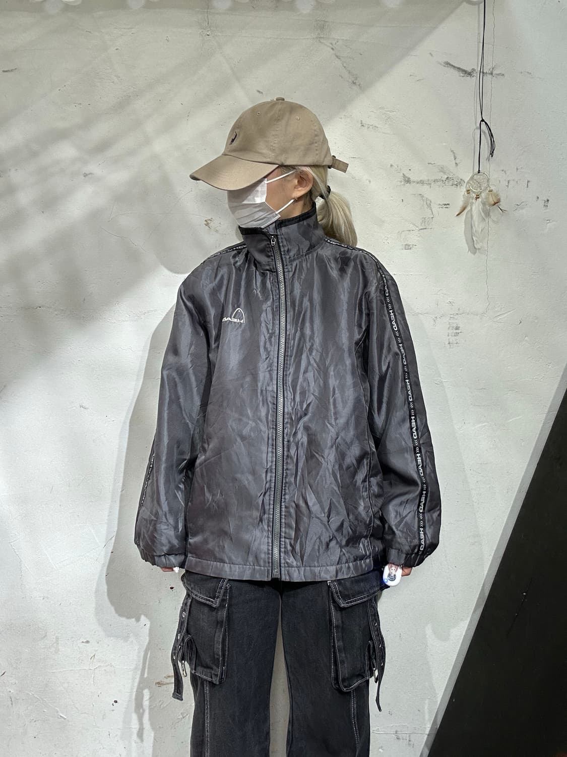 헤드 그레이 로고 사이드 라인 바람막이 자켓 상품이미지2