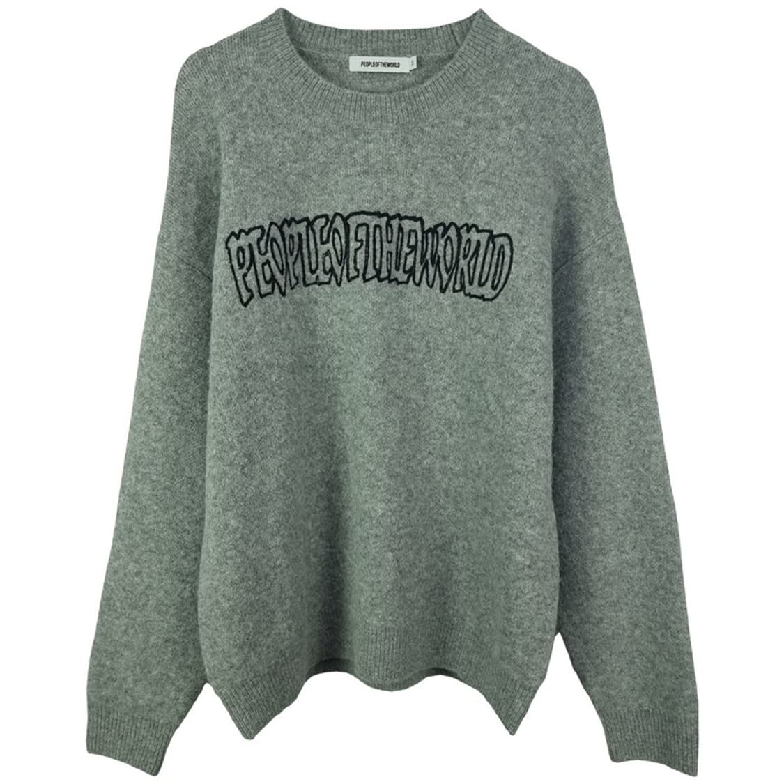 [피플오브더월드] 빅로고 쟈카드 오버핏 니트 그래이 M18843 상품이미지2