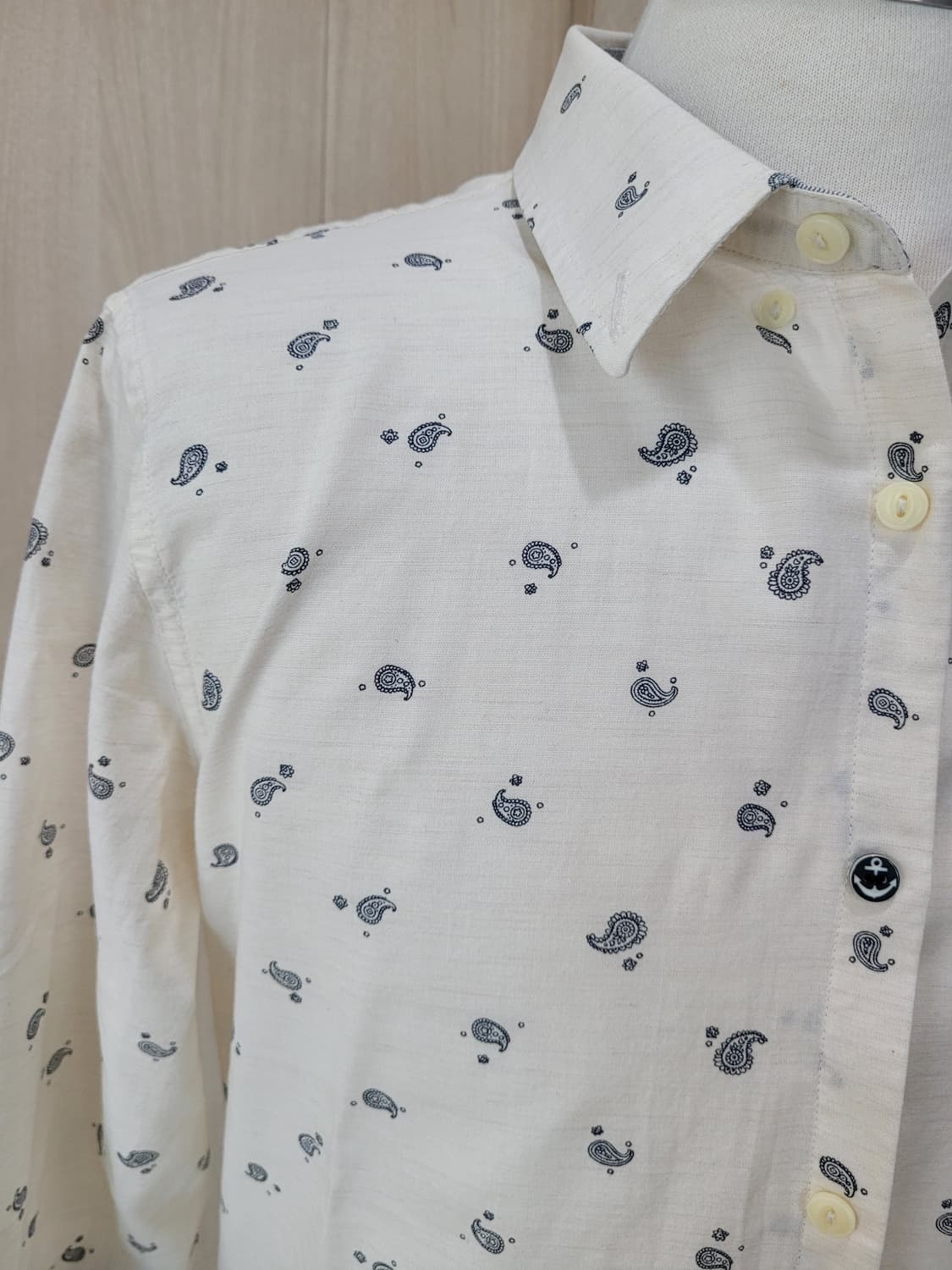 엠폴햄 Empolham 남자 페이즐리 패턴 7부 셔츠 100 아이보리  상품이미지3