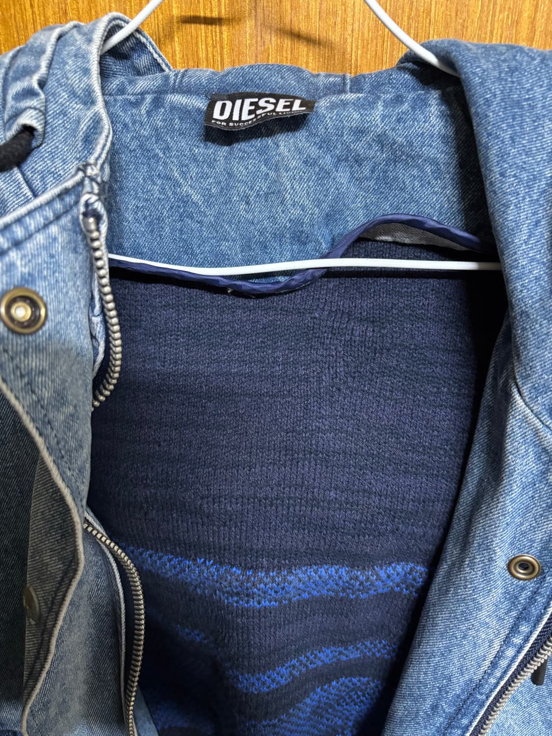 Diesel 디젤 데님 니트 후드 자켓 상품이미지4