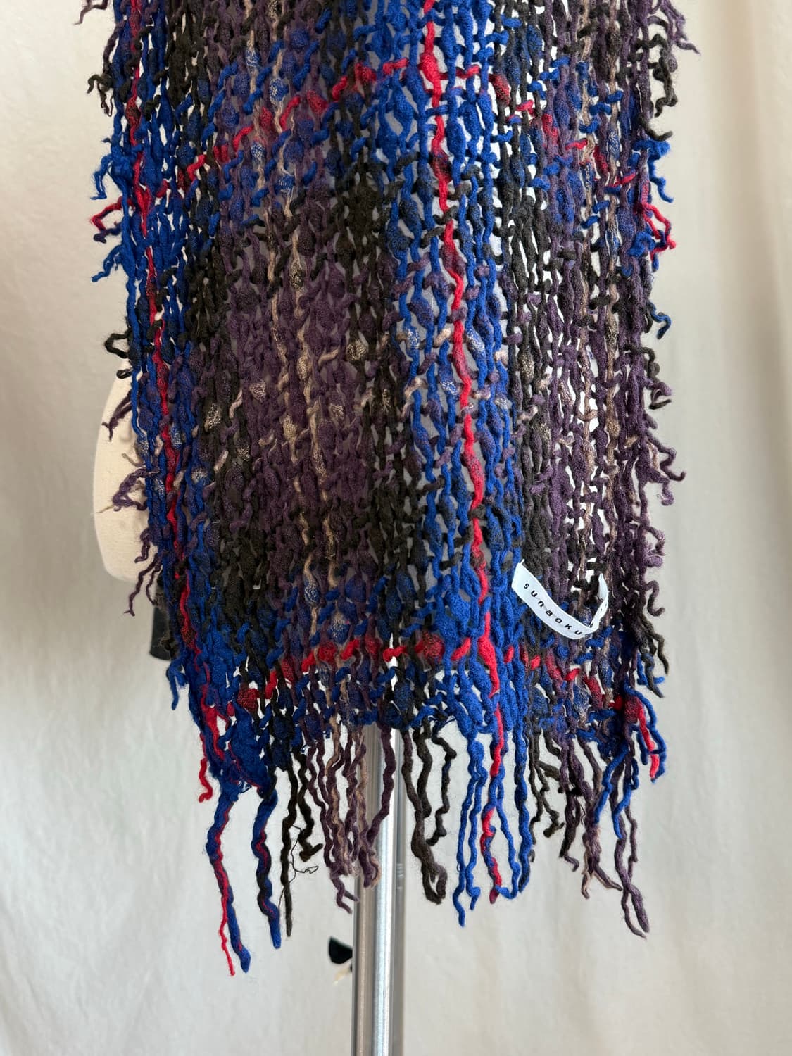 Sunao Kuwahara 그런지 체크 니트 머플러 상품이미지4