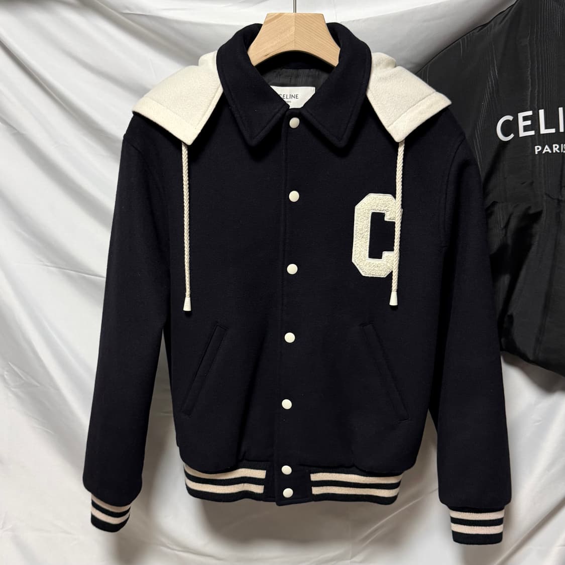 [S+급/36] 셀린느 울 캐시미어 테디 후드자켓 여성자켓 상품이미지1