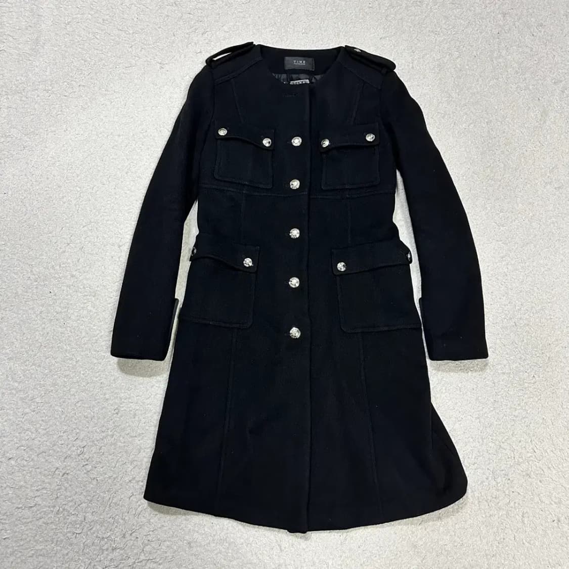 타임 모직 코트 블랙 상품이미지1
