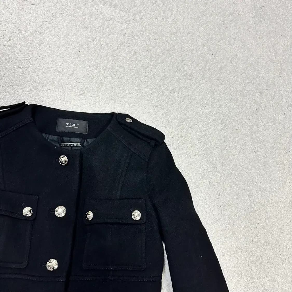 타임 모직 코트 블랙 상품이미지2