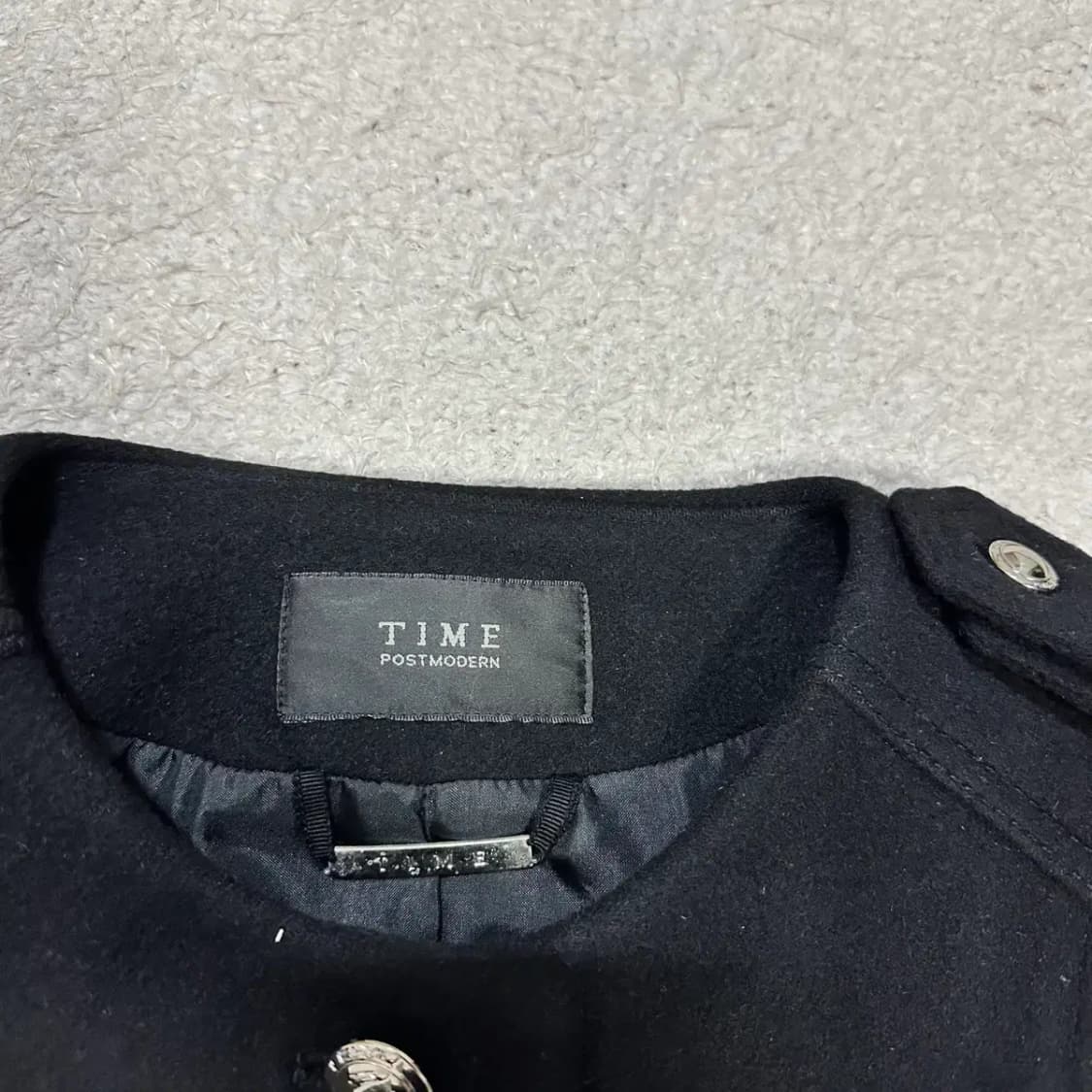 타임 모직 코트 블랙 상품이미지3