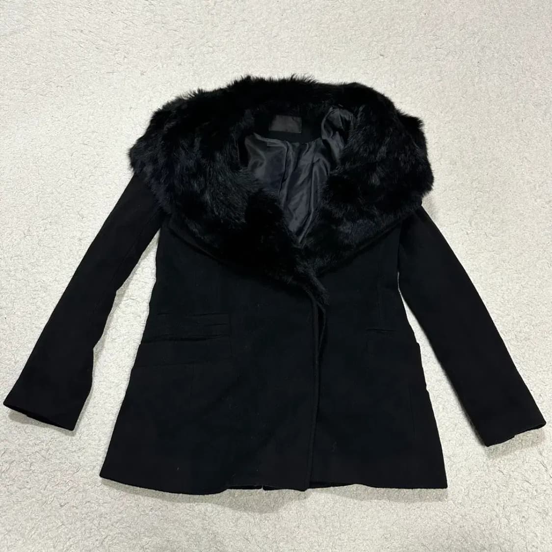 시스템 모직 코트 블랙 여성 상품이미지1