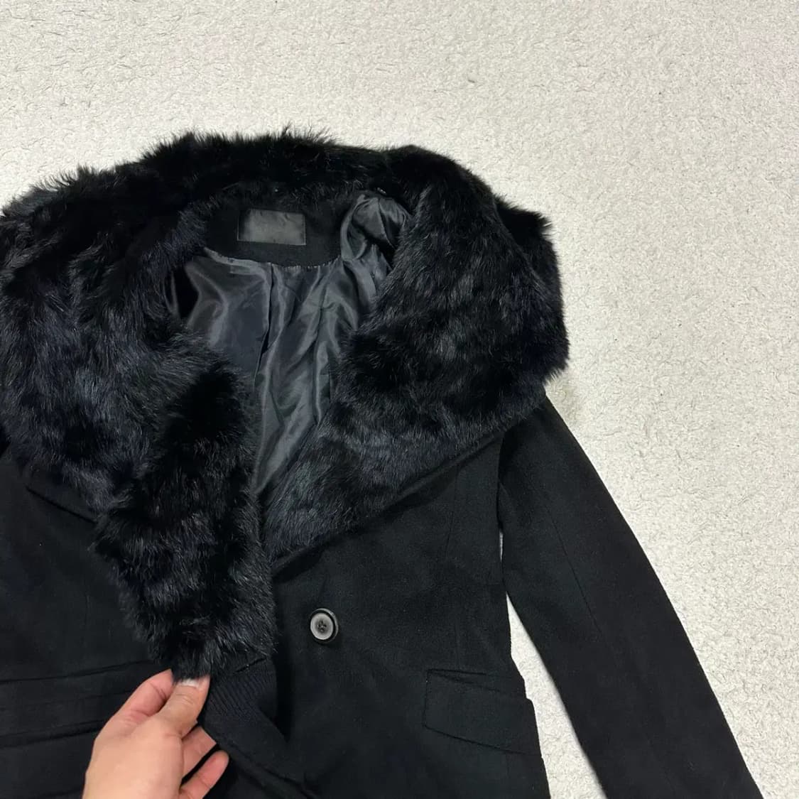 시스템 모직 코트 블랙 여성 상품이미지4