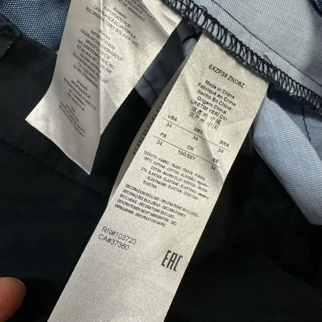 알마니 익스체인지 면바지 팬츠 네이비 34인치 상품이미지4