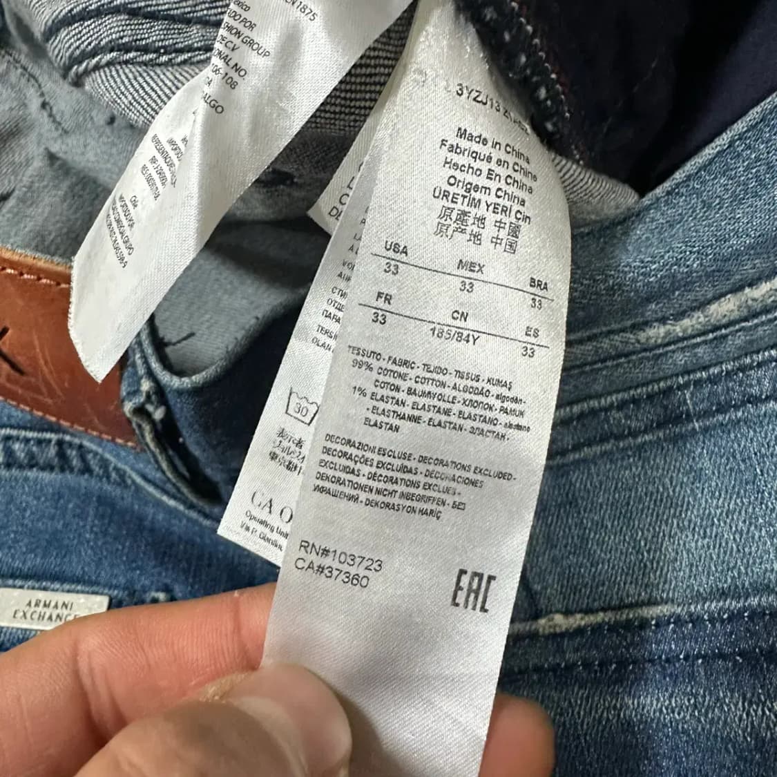 A|X 아르마니 익스체인지 데님 청바지 33인치 상품이미지5
